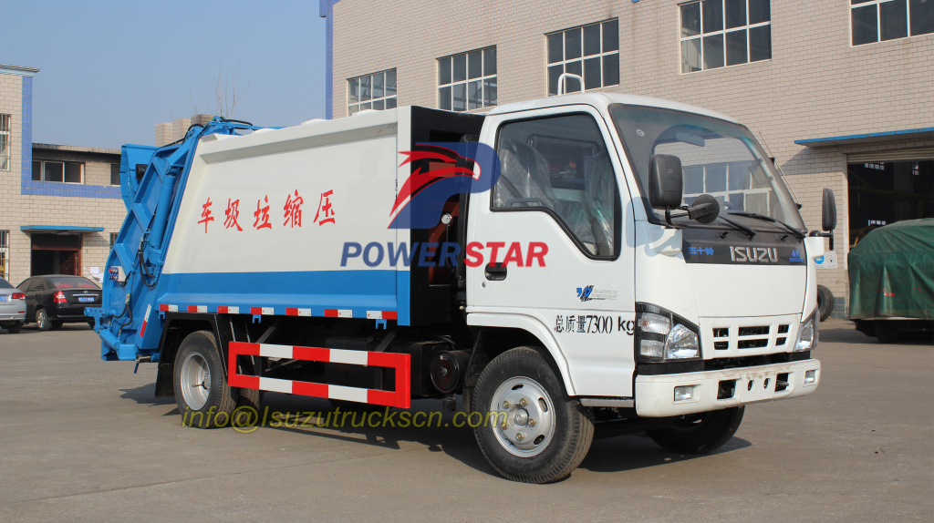 máy đầm xe chở rác Máy đầm thu gom rác ISUZU 6000L