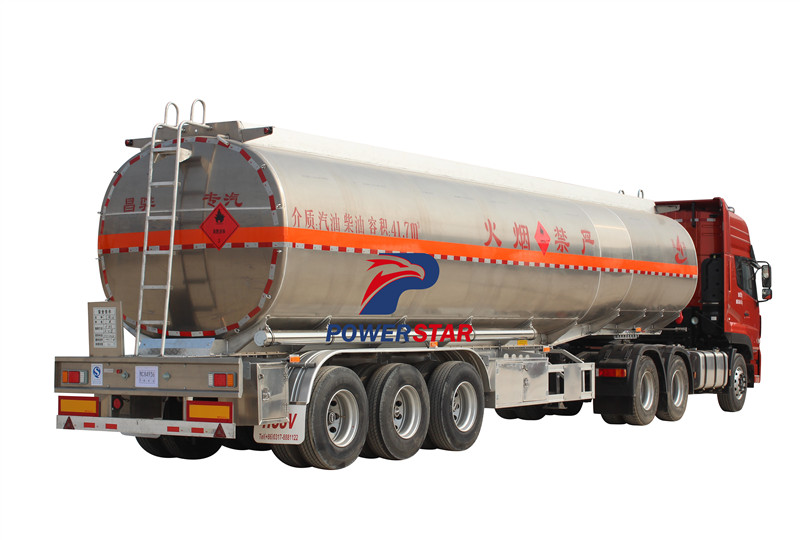 Thương hiệu Powerstar Hợp kim nhôm Feul Tanker Truck Semi Trailer Trailer dầu 3 trục 40 m3