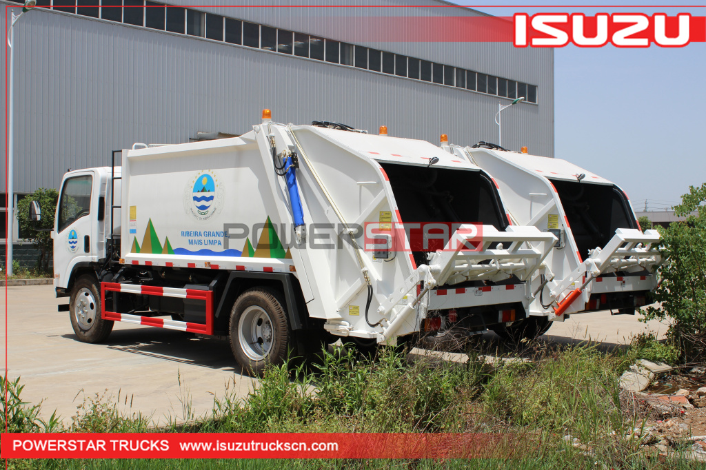 Hydraulic rear loader garbage truck Isuzu refuse vehicle 5tons 8tons