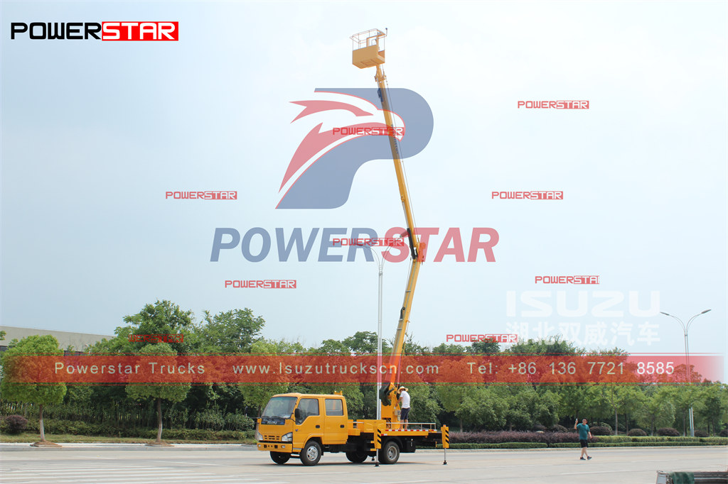 Xe nâng người POWERSTAR kèm cần cẩu xuất khẩu Lào