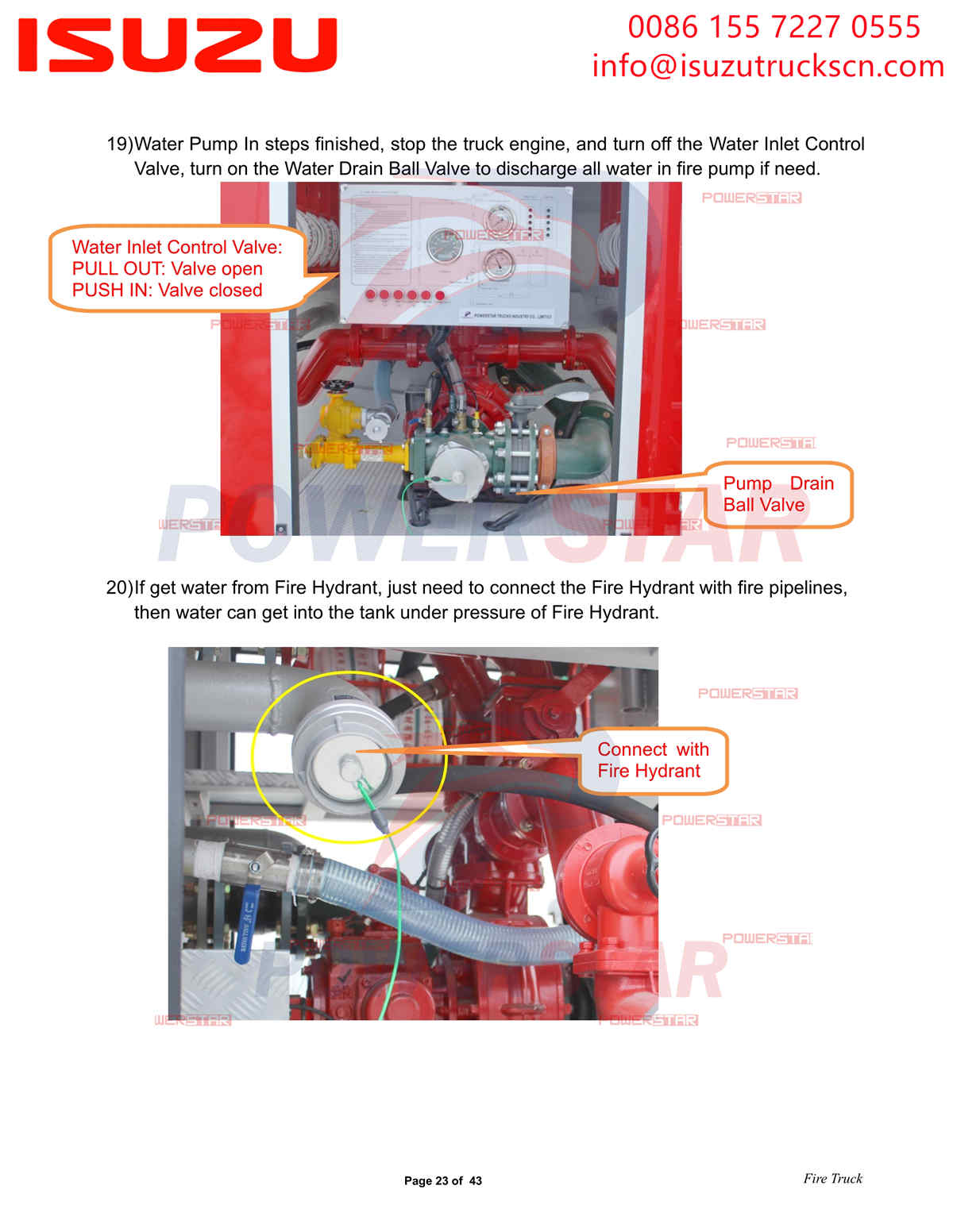 Xe chữa cháy nước & bọt POWERSTAR ISUZU 100P xuất khẩu Albania