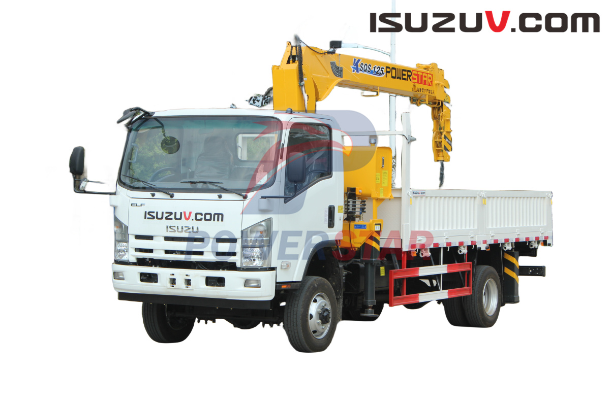 Isuzu NPR 4x4 off road telescopic boom crane trucks