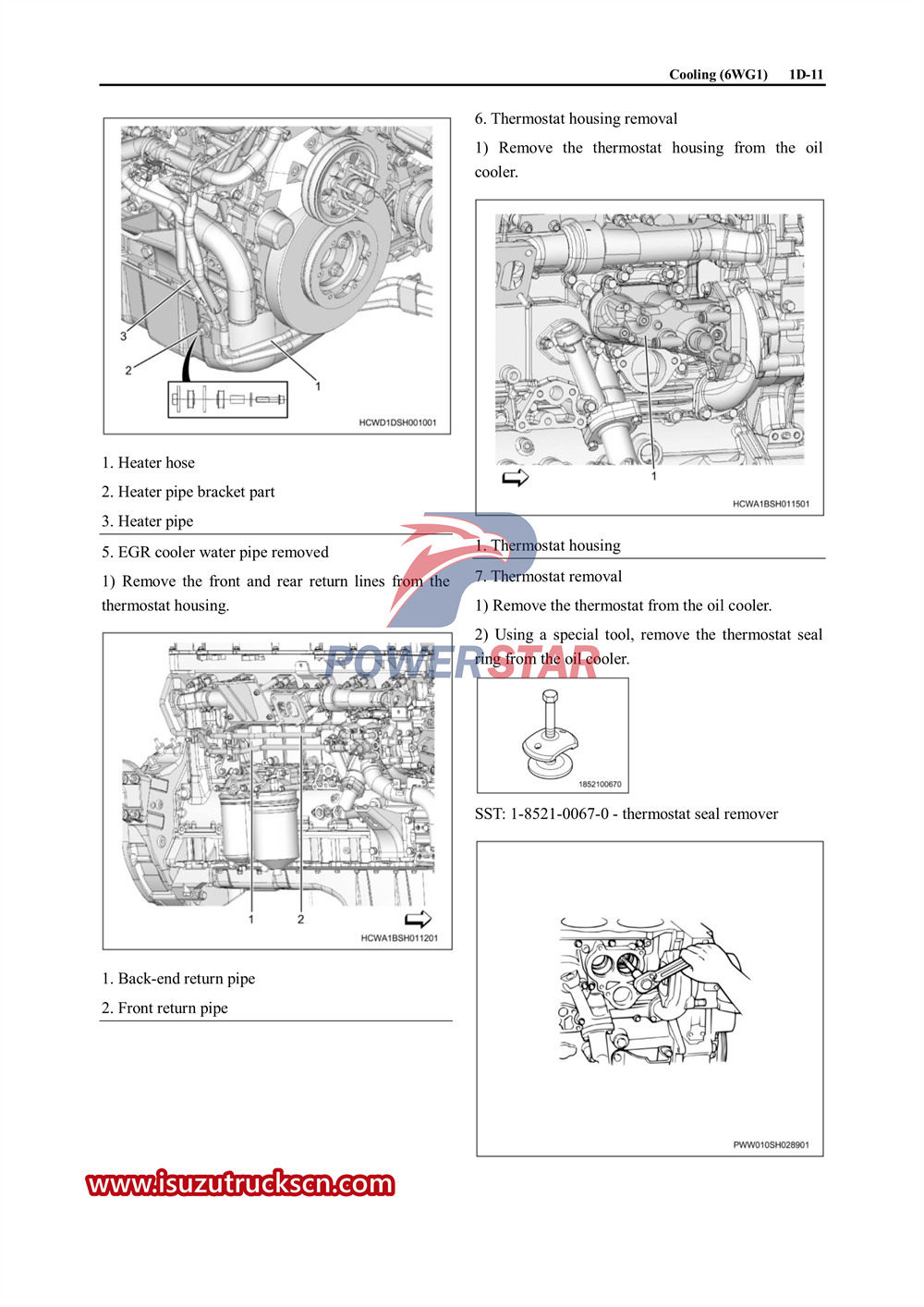 Hướng dẫn sử dụng dịch vụ làm mát động cơ Isuzu 6WG1 và hộp số ZF