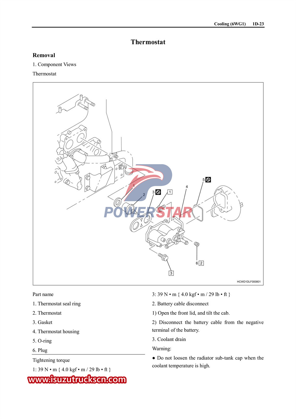 Hướng dẫn sử dụng dịch vụ làm mát động cơ Isuzu 6WG1 và hộp số ZF