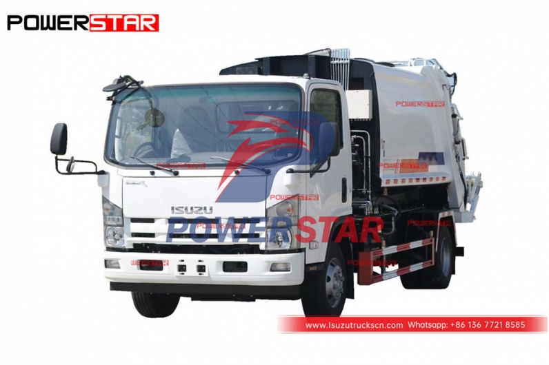 Customized ISUZU ELF 700P 8CBM hook lift refuse compactor truck