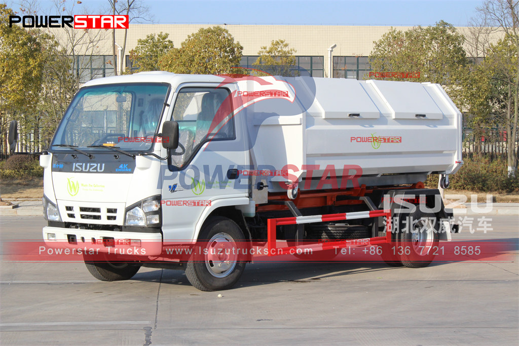 ISUZU NKR 4-6cbm móc nâng xe tải chở rác có thể tháo rời xuất khẩu sang St Martin
    