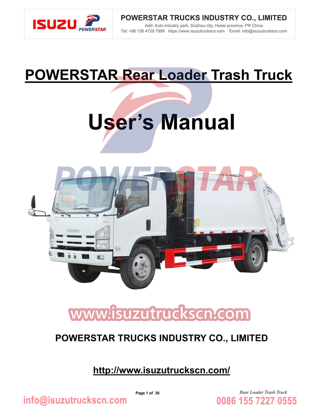 Hướng dẫn sử dụng xe tải chở rác phía sau POWERSTAR ISUZU 700P của Ethiopia
    