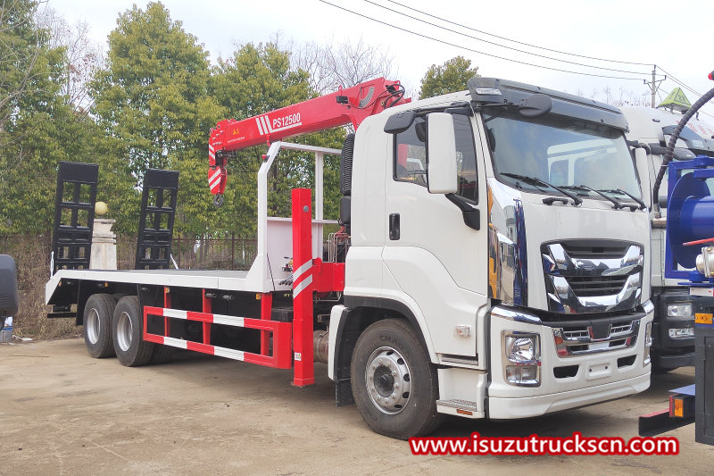 Philippines Isuzu Giga Xe tự hành Xe tải phẳng có cần cẩu
    