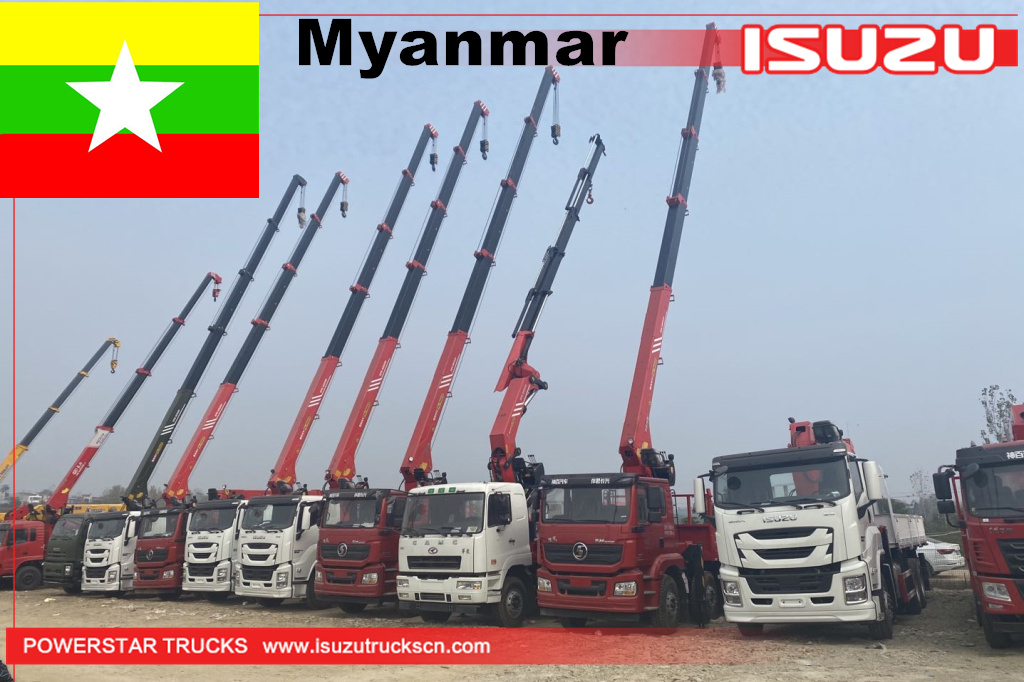 Myanmar -5 chiếc Xe tải chở hàng ISUZU GIGA kèm cần cẩu Palfinger SPS40000 16Ton
    