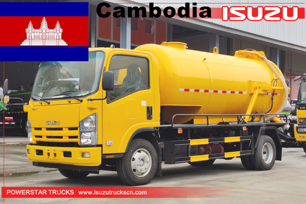 Campuchia - 1 chiếc Xe bồn chở dầu chân không ISUZU ELF
    