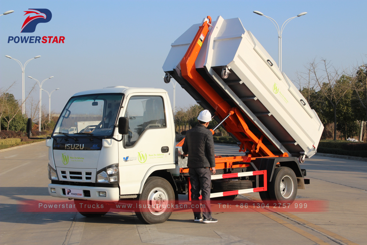 3 tấn 5 tấn Hooklift Thu gom rác thải Xe tải rác Isuzu
    