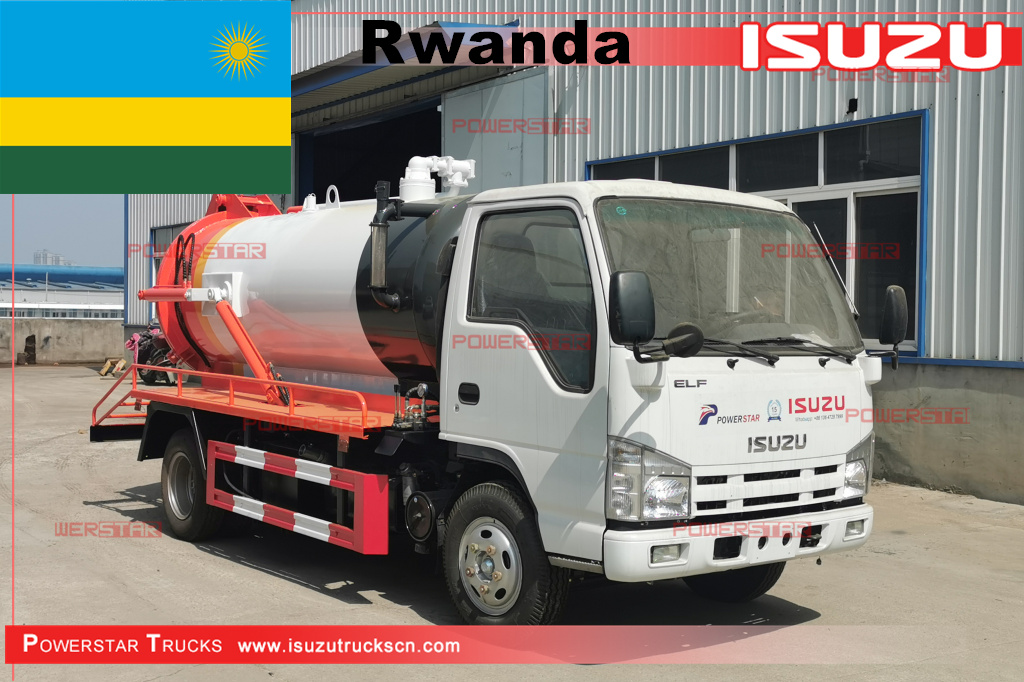 Rwanda - Xe hút chân không ISUZU 4.000L Xe hút nước thải di động
    